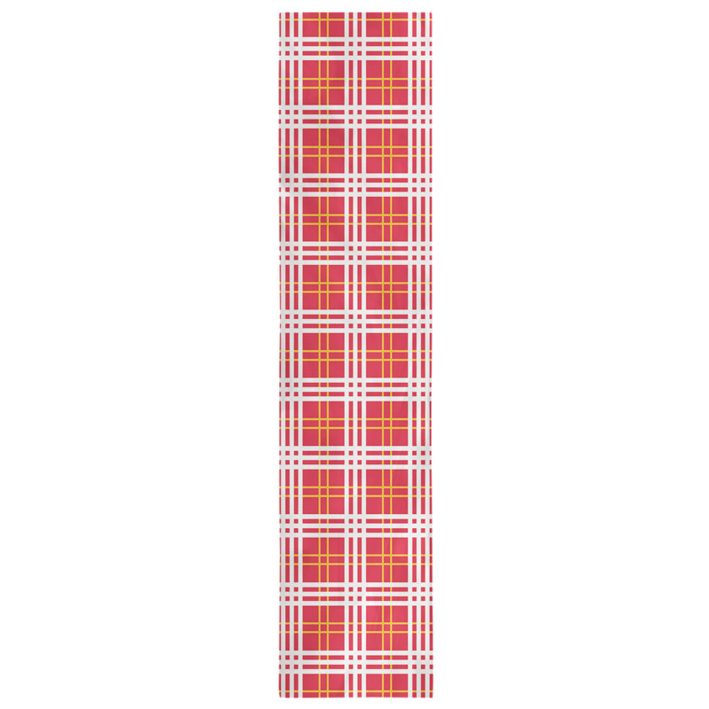 Paid Polyester Table Runner, 72" L x 16" W, Red/Gold/White