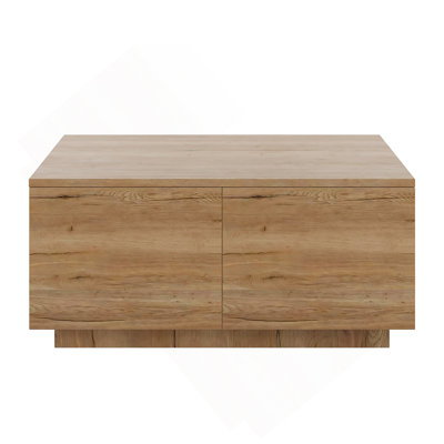 33.25" Square Coffee Table With 4 Drawers, Natural