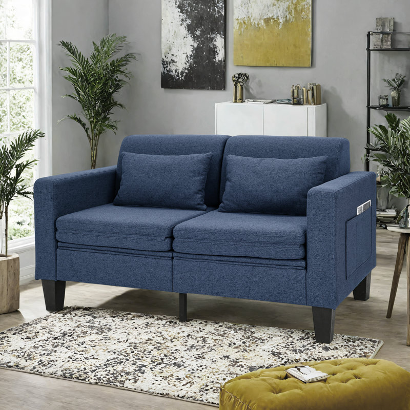 Heron 58.5" Upholstered Sleeper Sofa, Blue