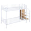 Lit superposé simple en métal avec échelle de rangement latérale et garde-robe, blanc