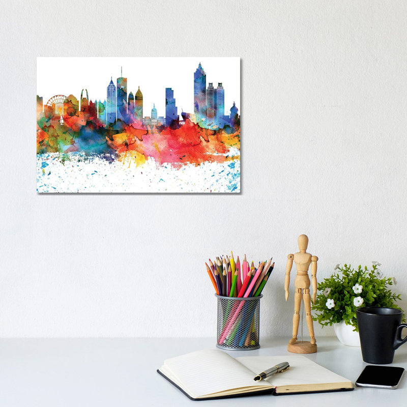Atlanta Skyline - Wrapped Canvas Painting, 20.32 cm H x 30.48 cm W