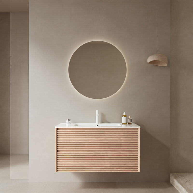 Meuble-lavabo avec lavabo BRON, Naturel, 36"