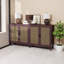 Buffet 70 po en rotin avec 4 portes et tablettes réglables - Buffet brun pour la cuisine, le salon, la salle à manger-1134816595-1134816597