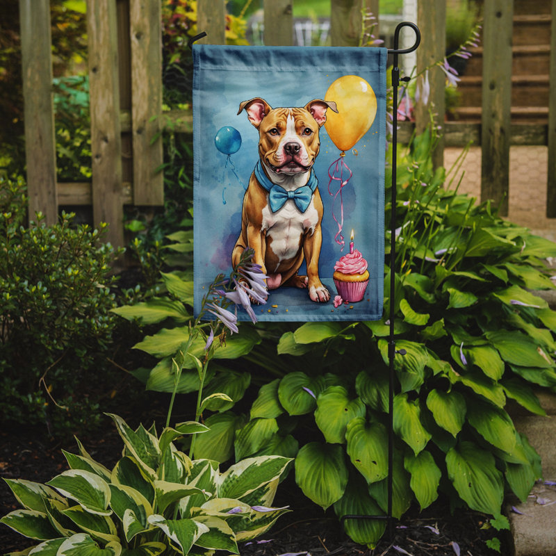 Drapeau de jardin «Happy Birthday», Pitbull-terrier