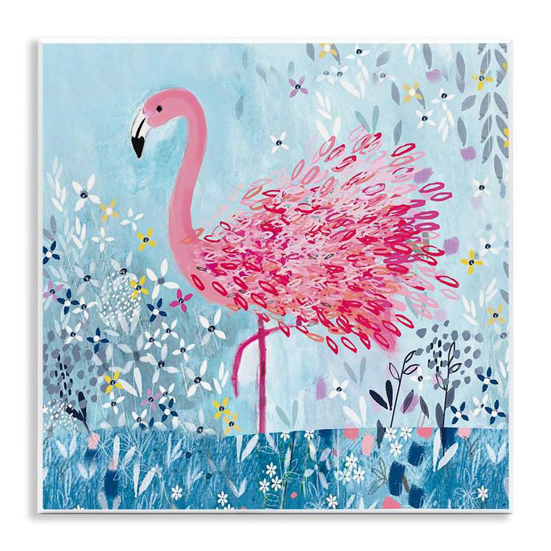 «Whimsical Flower Flamingo», plaque murale par Clare Tupper