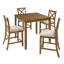 Ensemble de salle à manger 5 pièces à hauteur de comptoir - table carrée et 4 chaises à dossier en X, structure en bois massif, surface imperméable, assemblage facile - parfait pour les petits espaces, la cuisine