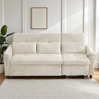 81.9" Convertible Sofa With Recliner