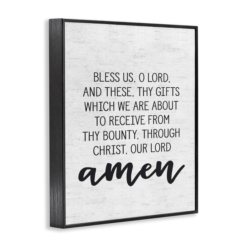 «Bless Us O Lord Before Meal Prayer», impression d'art graphique, Giclée encadrée noir minuit, H 30 po x l 24 po