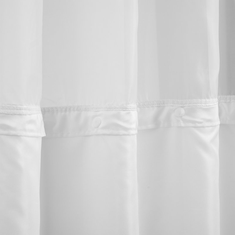 Rideau de douche en mélange de coton gaufré nid d'abeille avec doublure encliquetable, Blanc, H 75 po x l 71 po