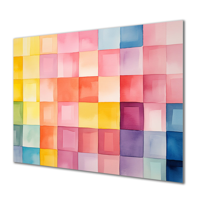 «Paster Color Cubes Patterns II» - art mural géométrique en métal MT137618, H 12 po x l 20 po x P 1 po