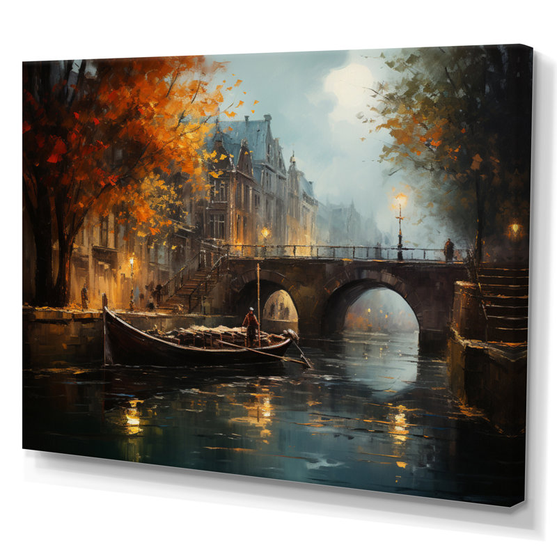 Beige canal atmosphère - imprimé, Toile tendue, H 12 po x l 20 po x P 1 po