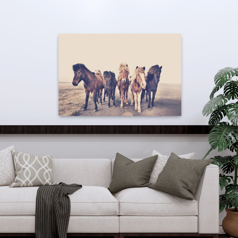 Chevaux, art abstrait cheval contemporain, H 32 po x l 48 po