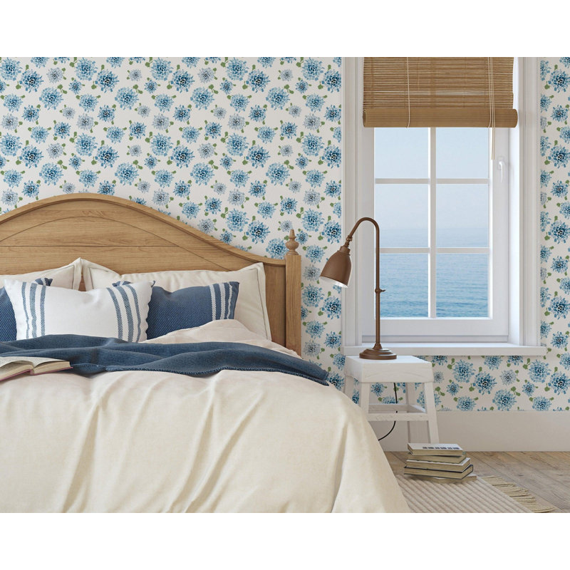 Fifty States Hydrangea 10' L x 24" W Wallpaper Roll, Blush, Peel & Stick