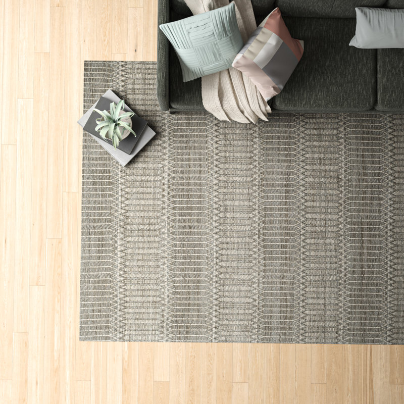 Tapis tissé à la main à motif géométrique chameau / gris Amritpal, Rectangle 8 pi x 10 pi