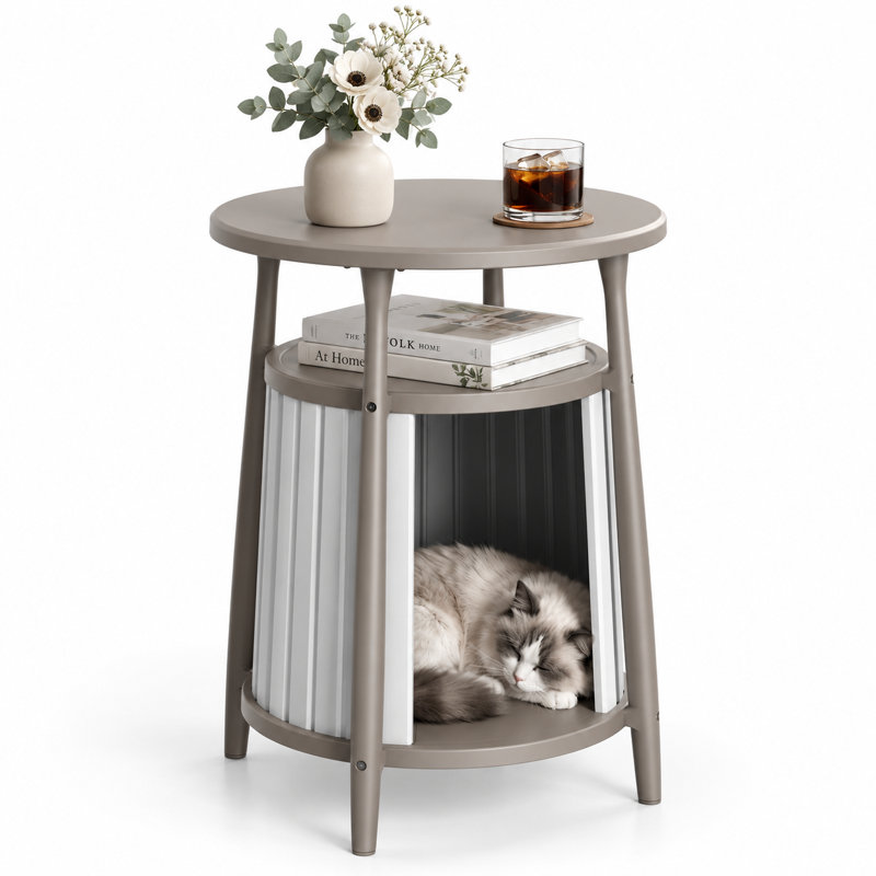 Maison pour chat avec table basse, abri multifonctionnel pour animaux de compagnie avec rangement intégré