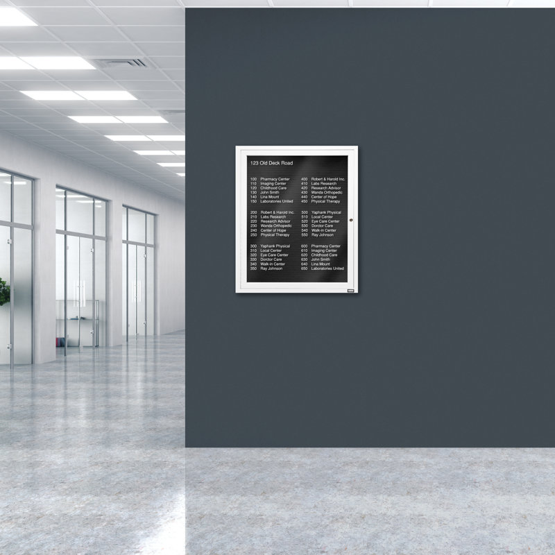 Tableau d'affichage mural fermé pour armoire d'annuaire, Blanc thermolaqué, Un, H 36 po x l 30 po