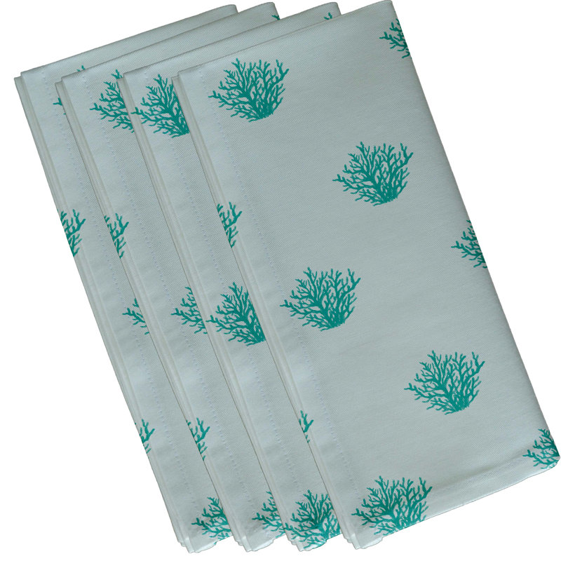 Ensemble de serviettes 4 pièces Lapp Coral Coastal, L 18 po x L 18 po, Bleu clair / bleu