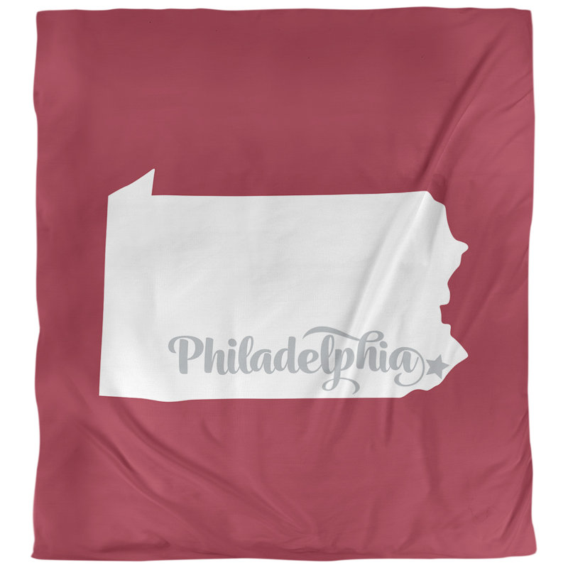 Housse de couette réversible simple Philadelphia Pennsylvania, Housse de couette pour très grand lit, Bleu sarcelle