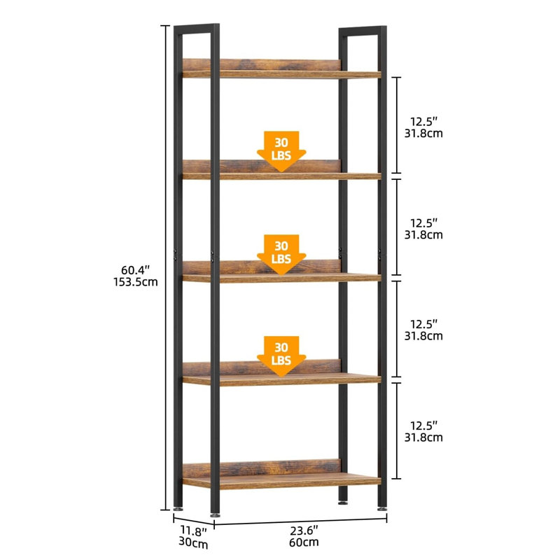 153.5cm H x 60cm W Metal Bookcase