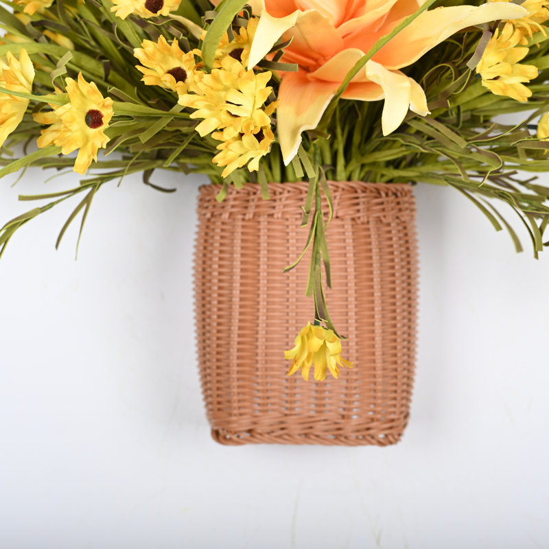Arrangement floral de marguerite artificielle pour porte d'entrée, Protea Cynaroide, Jaune