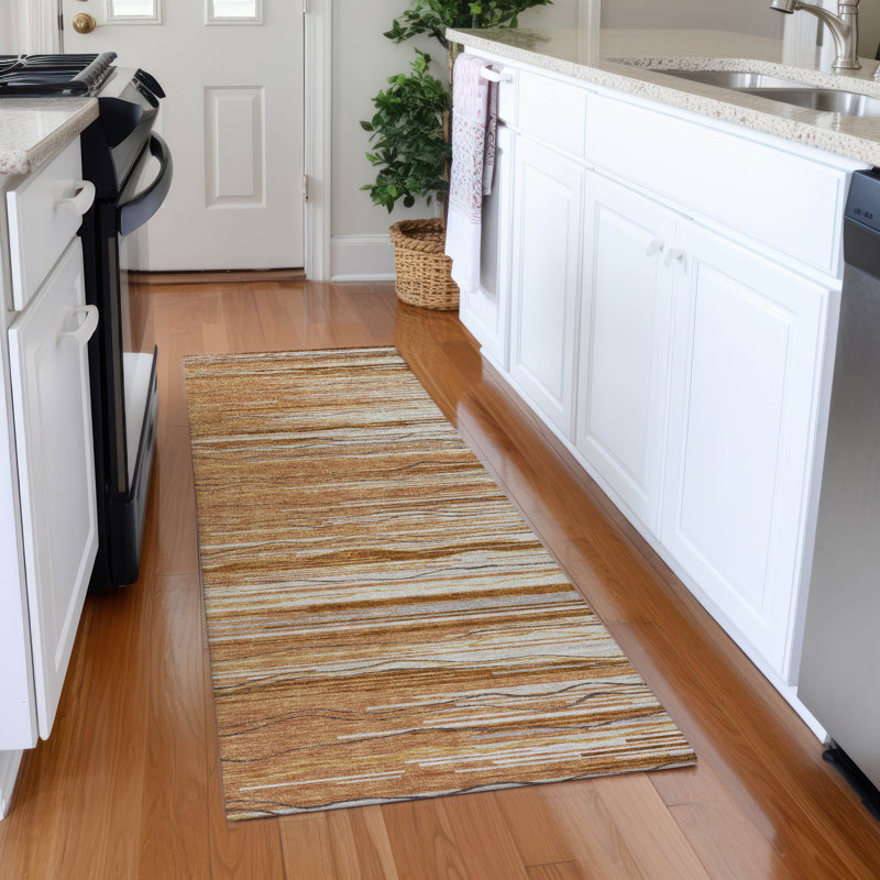 Premium Machine Washable Natoma AMF996 Stripes Rug, Tapis de couloir 2 pi 3 po x 7 pi 6 po