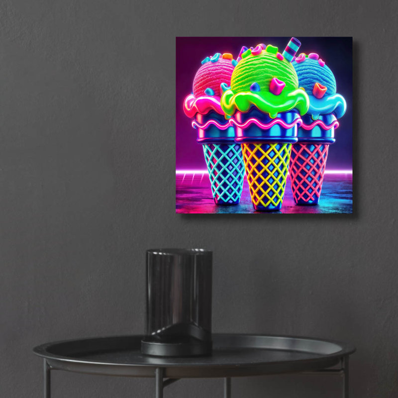 «Vibrant Ice Cream» par Rey Klimt, art mural en verre acrylique, H 12 po x l 12 po x P 0,13 po