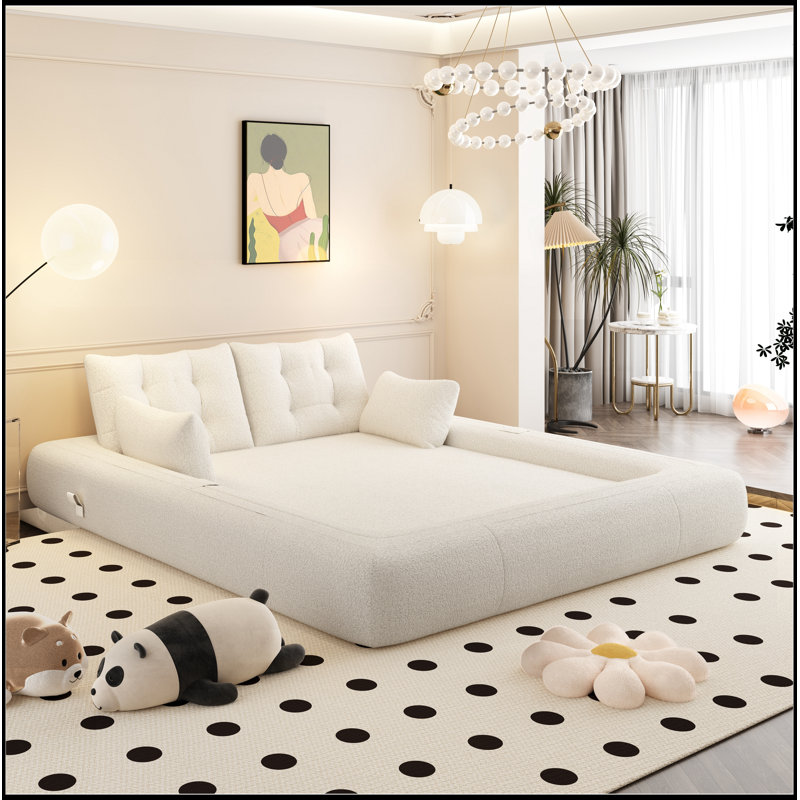 Canapé-lit pliable polyvalent avec rembourrage en mousse moelleuse pour plus de confort et d'espace, Beige