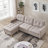 L-shape Sectional Sofa Couch with Ottoman,Convertible Sectional Sofa-680098722