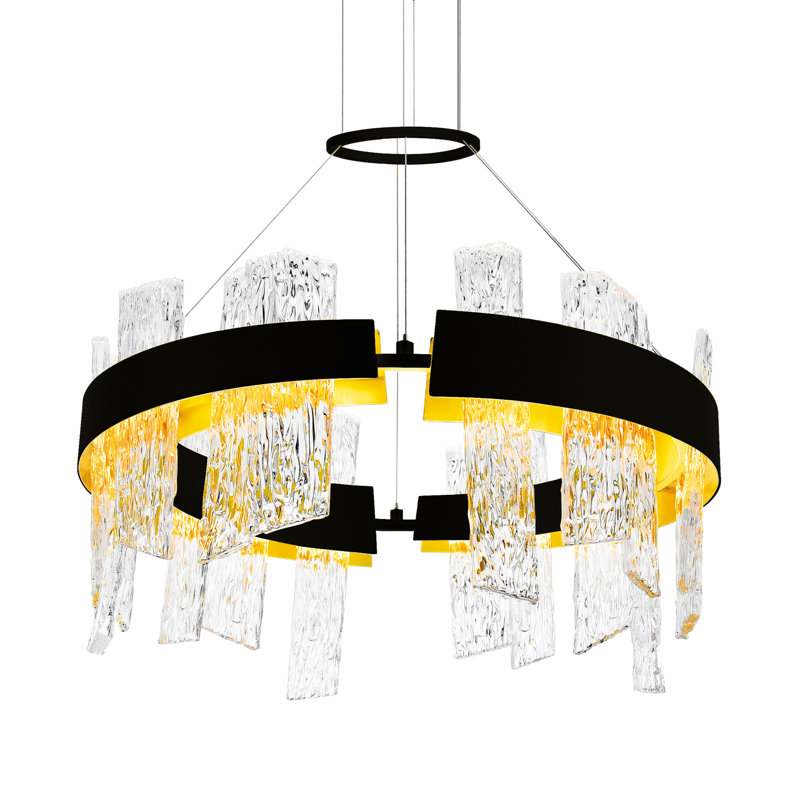 Lustre noir 24 po à DEL, Noir, H 14 po x l 24 po x P 24 po
