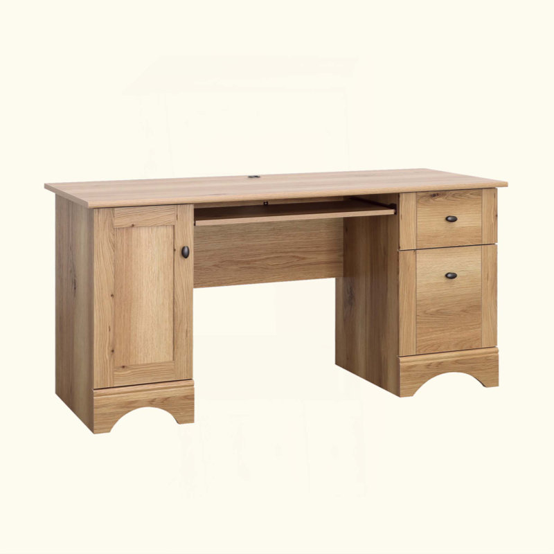 Bureau d'ordinateur compact avec plateau à clavier coulissant et grand rangement pour les petites pièces et les appartements