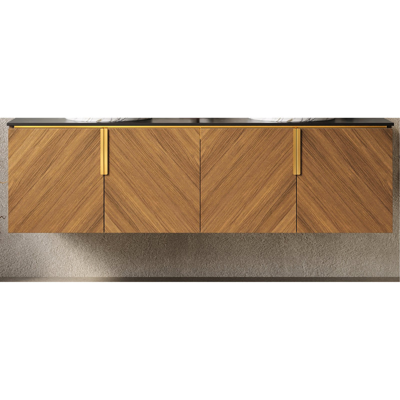 60 po de configuration de l'armoire diagonale 60 po noir et blanc texturé en chêne brun, niveau de qualité de fabrication en contreplaqué, capacité de résistance à l'eau, grands compartiments de rangement, fonction de fermeture en douceur,