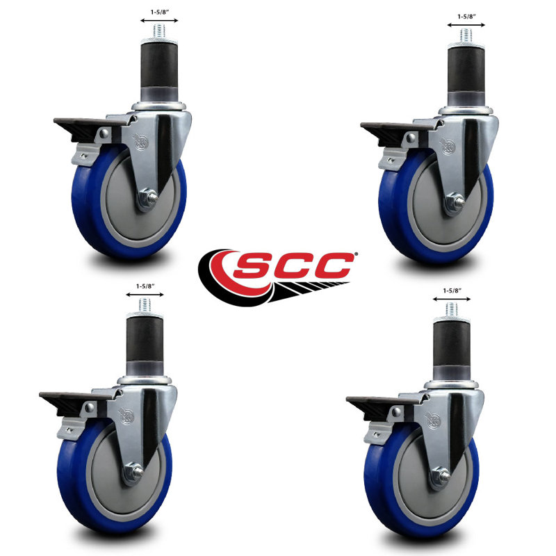 Ensemble de roulettes extensibles en poly 1-5 / 8 pouces avec frein SCC