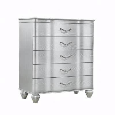 Commode à 5 tiroirs (commode) de style traditionnel avec poignées en bois