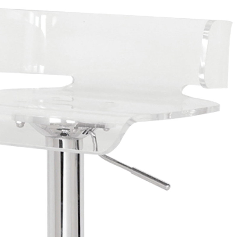 Tabouret réglable avec fonction pivotante et siège en acrylique transparent