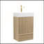 Meuble-lavabo rayé en chêne clair Gada avec lavabo en céramique blanche 20 po pour salle de bain moderne-93469862
