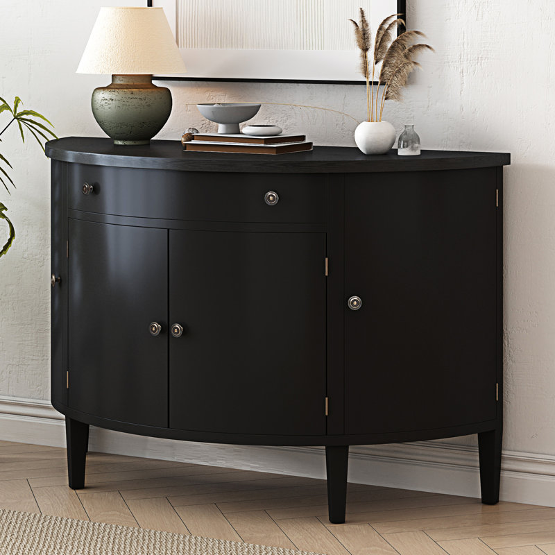 Curved Design Storage Cabinet,Console Table,Sofa Table,Entry Table, Black