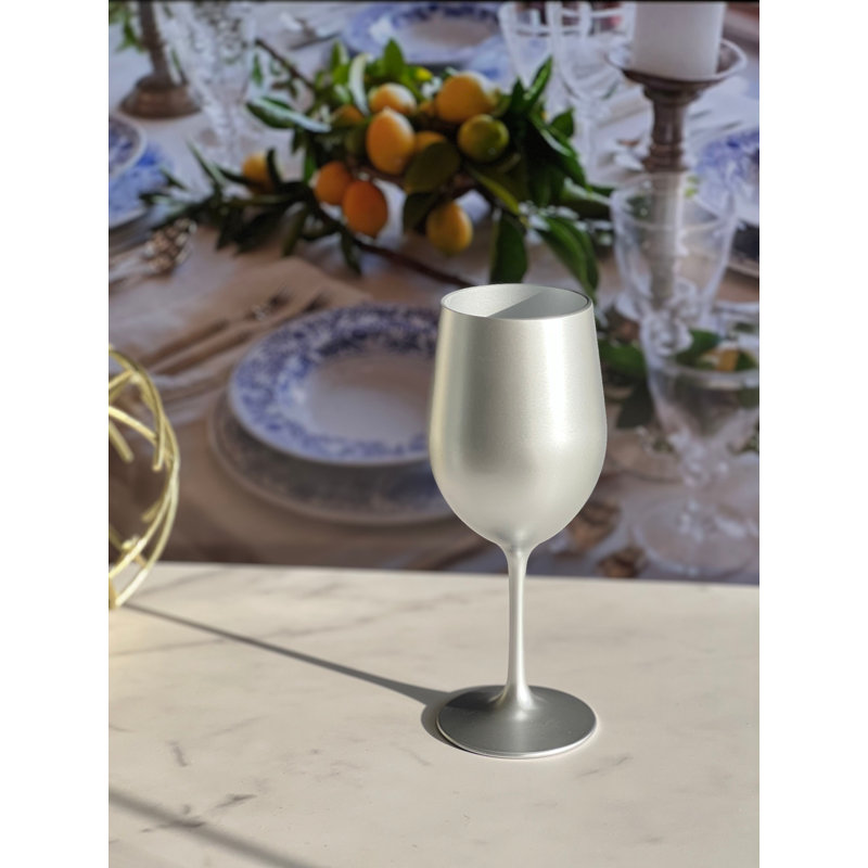 Ensemble de 4 verres à vin en plastique métallique, Argent argent, 12 oz