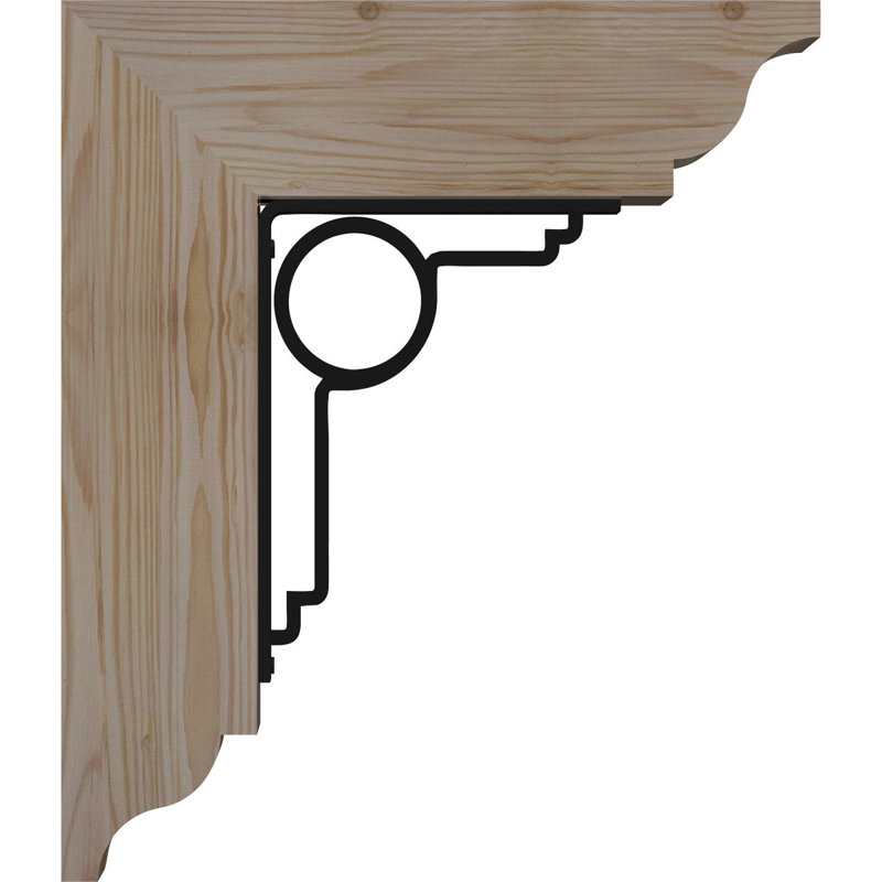 Maria 4" Single Brace Ironcrest Bracket, 20"H x 18"D, 3 1/2"W x 4"T Douglas Fir (Smooth)