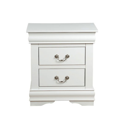 White Bedroom Storage Nightstand With 2 Solid Pine Drawers - Design In Practical