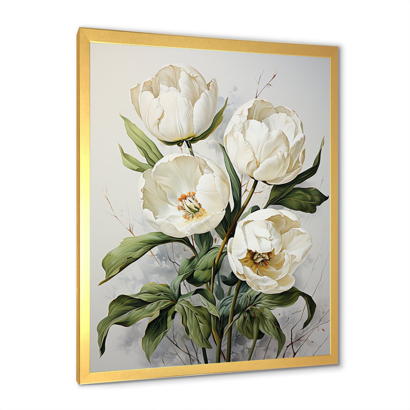 Support tulipe blanc, H 44 po x l 34 po x P 1,5 po, Cadre doré simple