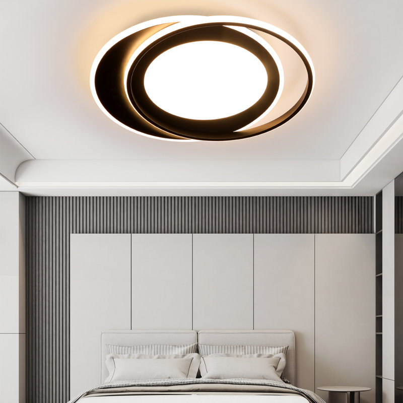 Ivy Bronx 1-Light 7cm LED Integrated Flush Mount, Black