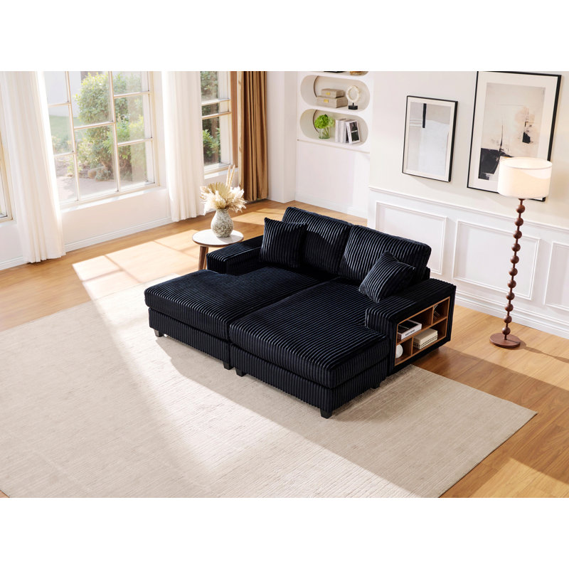 Canapé de style moderne pour intérieur, canapé convertible avec tissu en velours côtelé, canapé-lit moelleux et moderne pour un confort de salon surdimensionné