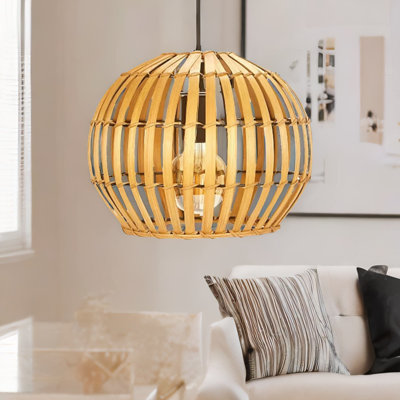 25cm H Bamboo Pendant Shade in Brown