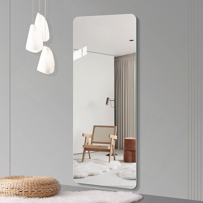 56"X 15" Full Body Round Corner Mirror For Living Room Bedroom Cloakroom Wall Hanging With Hanging Hole High Quality 5Mm Silver Mirror  Explosion-Proof Glass