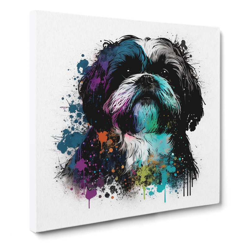 Shih Tzu Splatter Art - Wrapped Canvas, 35cm H x 35cm W x 3cm D