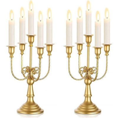 Gold Candelabras 5 Arms Candle Holders