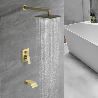 Ensemble de garniture de robinet de douche à poignée simple à système de douche mural 10 po avec valve brute 10 po