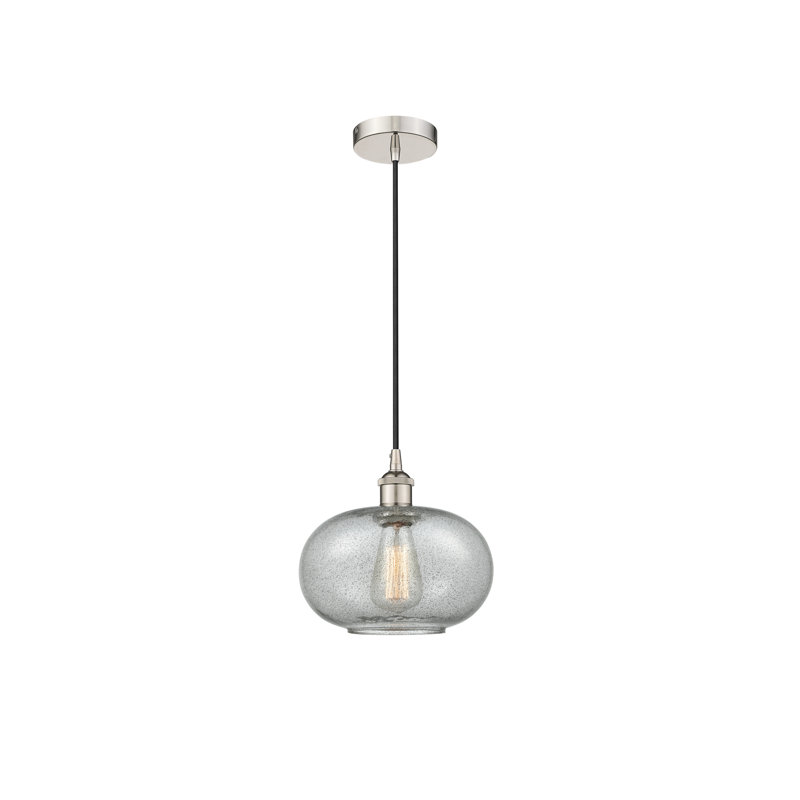 Luminaire suspendu simple à 1 lumière Bobtown, Gris anthracite, Nickel poli