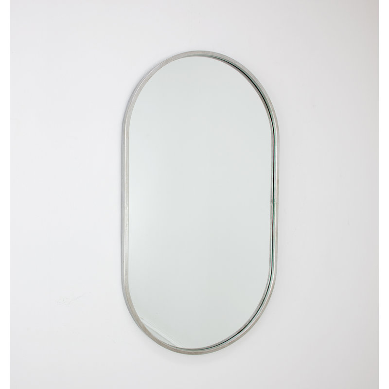 Tuma Oval Metal Mirror, Silver