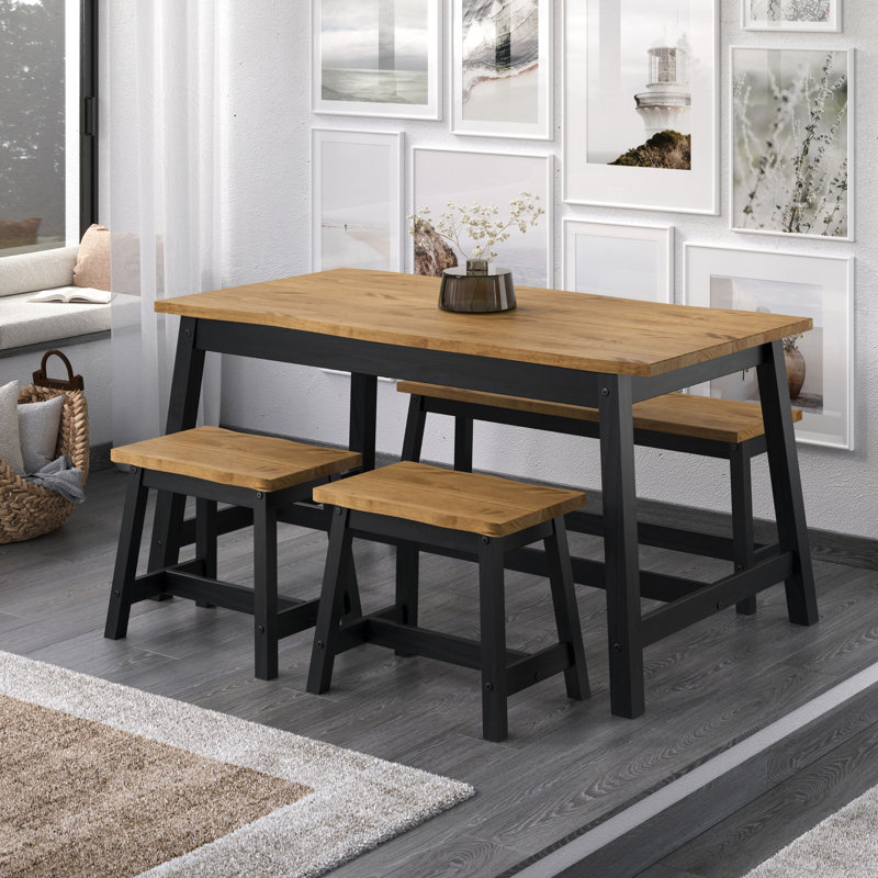Staton Solid Wood Bench, 45.50 x 52.50 x 31.50cm, Black